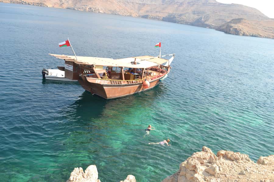 From UAE: Musandam Khasab Dolphin Watching Trip with Lunch - Telegraph Island and the first swim
