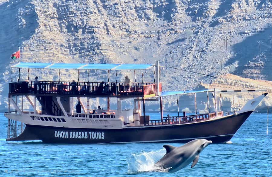 Khasab: Dhow Cruise with Lunch, Dolphin Watching& Snorkeling - The first hour through the Musandam fjords